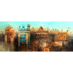 A. Q. Arif, 24 x 60 Inch, Oil on Canvas, Citysscape Painting, AC-AQ-353